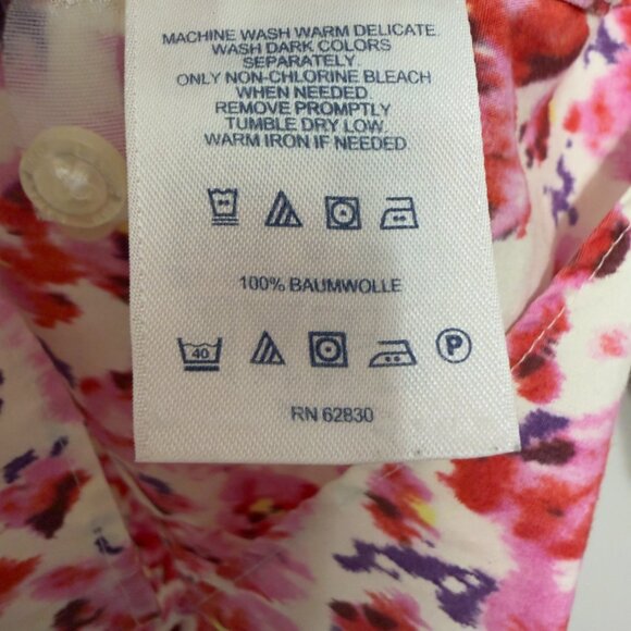 Lands' End No Iron Supima Pink Button Front Blouse Size 8 3/4 Sleeve Classic Top - Picture 6 of 7